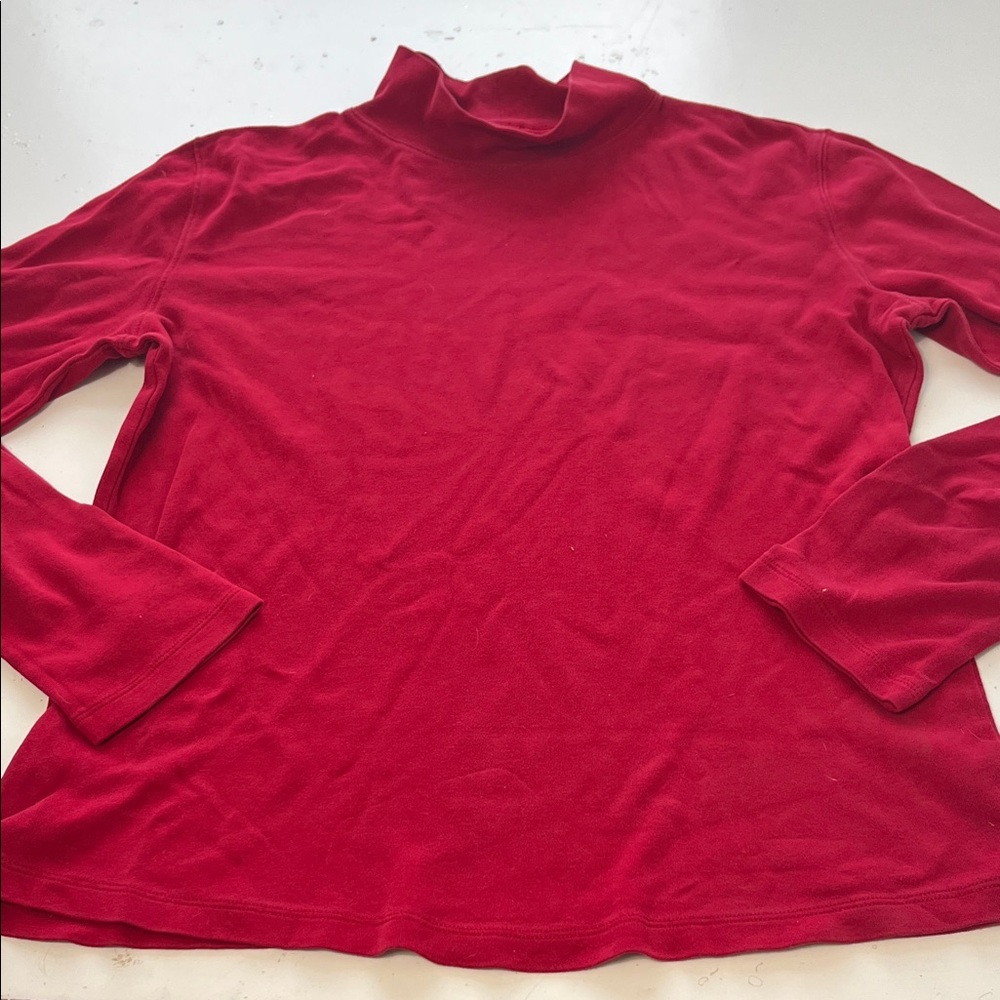 St John’s Bay Medium Long Sleeve Red Mock Neck Basic T Shirt
